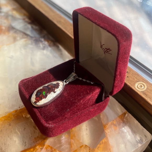 Sterling Silver Mexican Cantera Opal & 10k White Gold 17” Chain - Picture 11 of 11